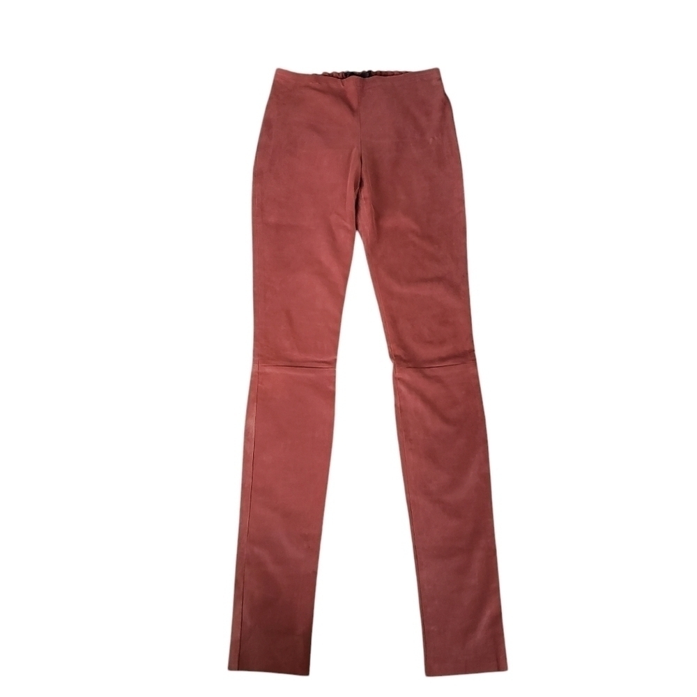 Haider Ackermann Leather Pants Skinny Leg Pull On Style Burnt Orange - Picture 3 of 16